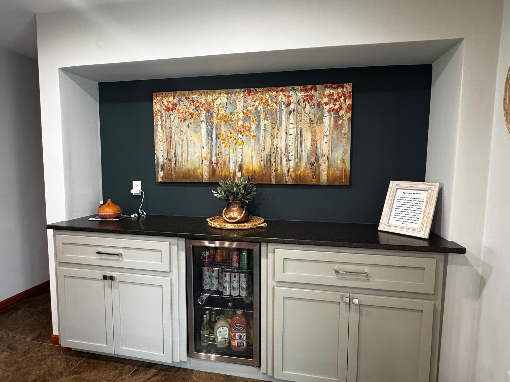 Dining room built in buffet with refreshment cooler. Great for entertaining!