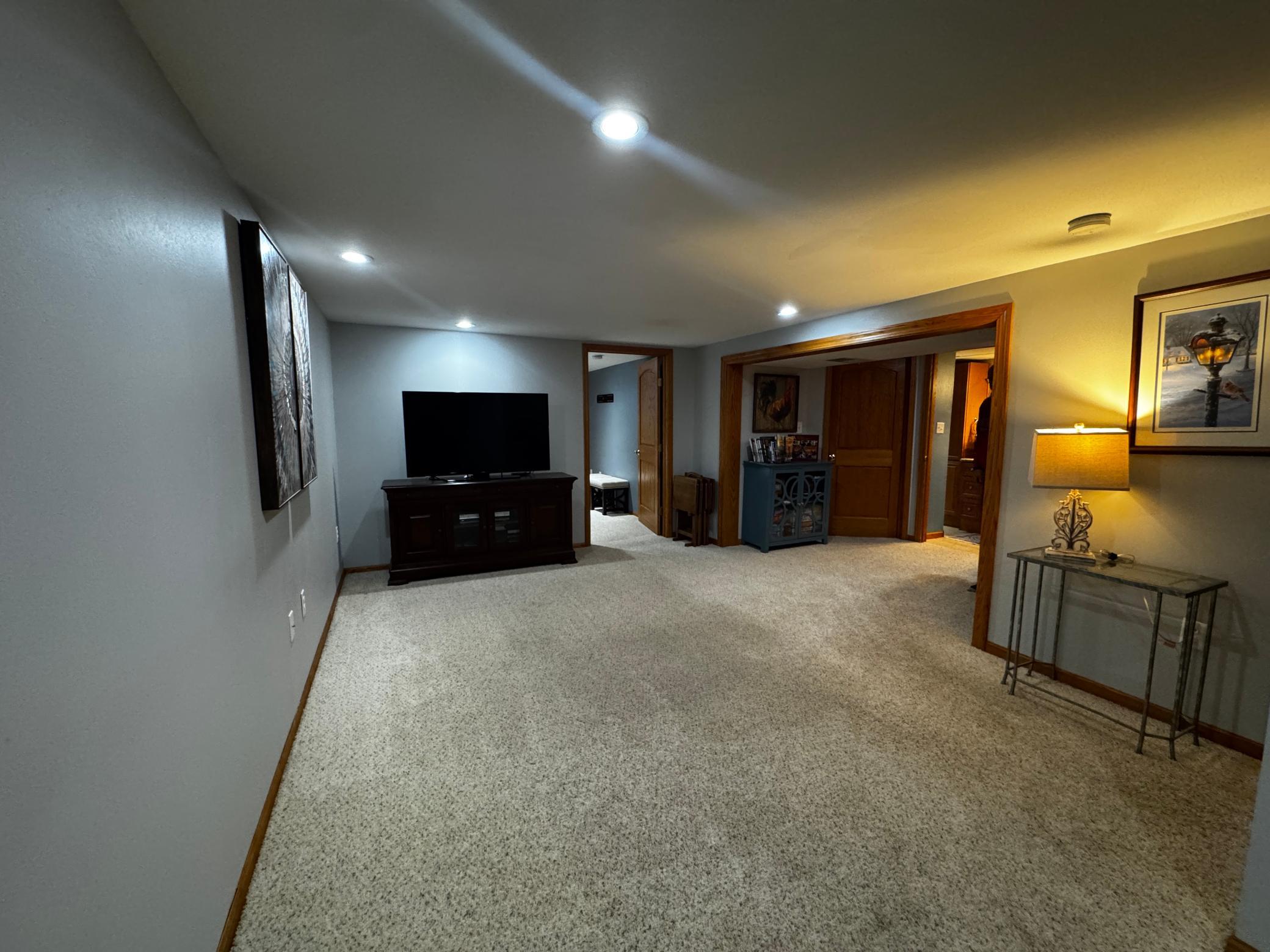Spacious lower level bonus room/family room.