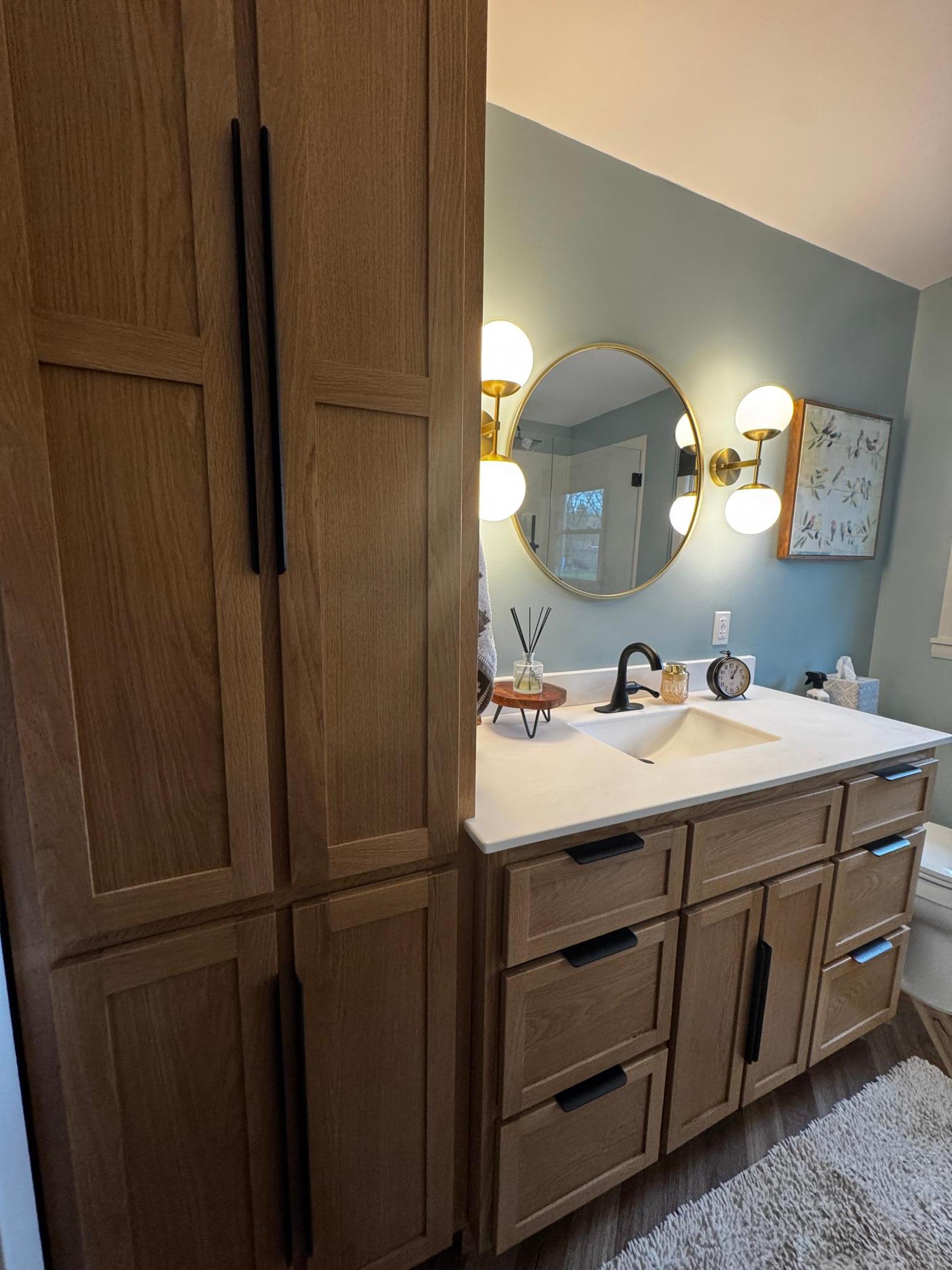 Main floor full bathroom with walk in shower.