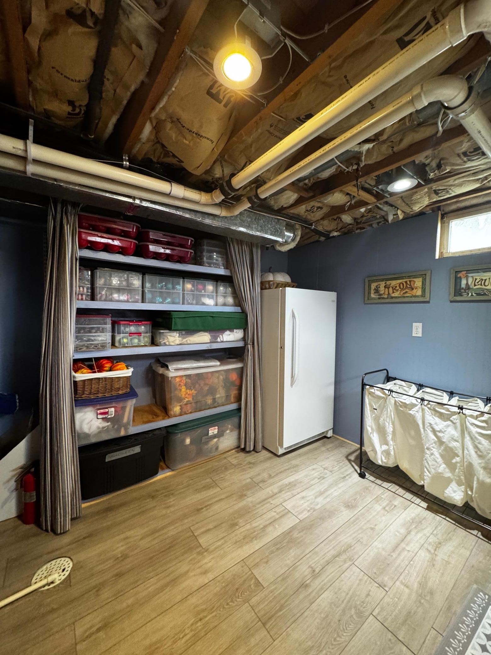 Laundry and storage area.