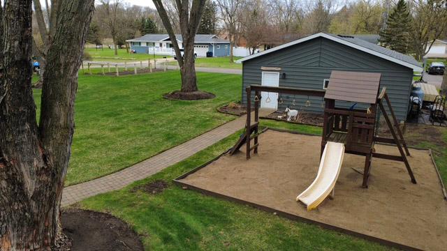 Backyard, play set stays!