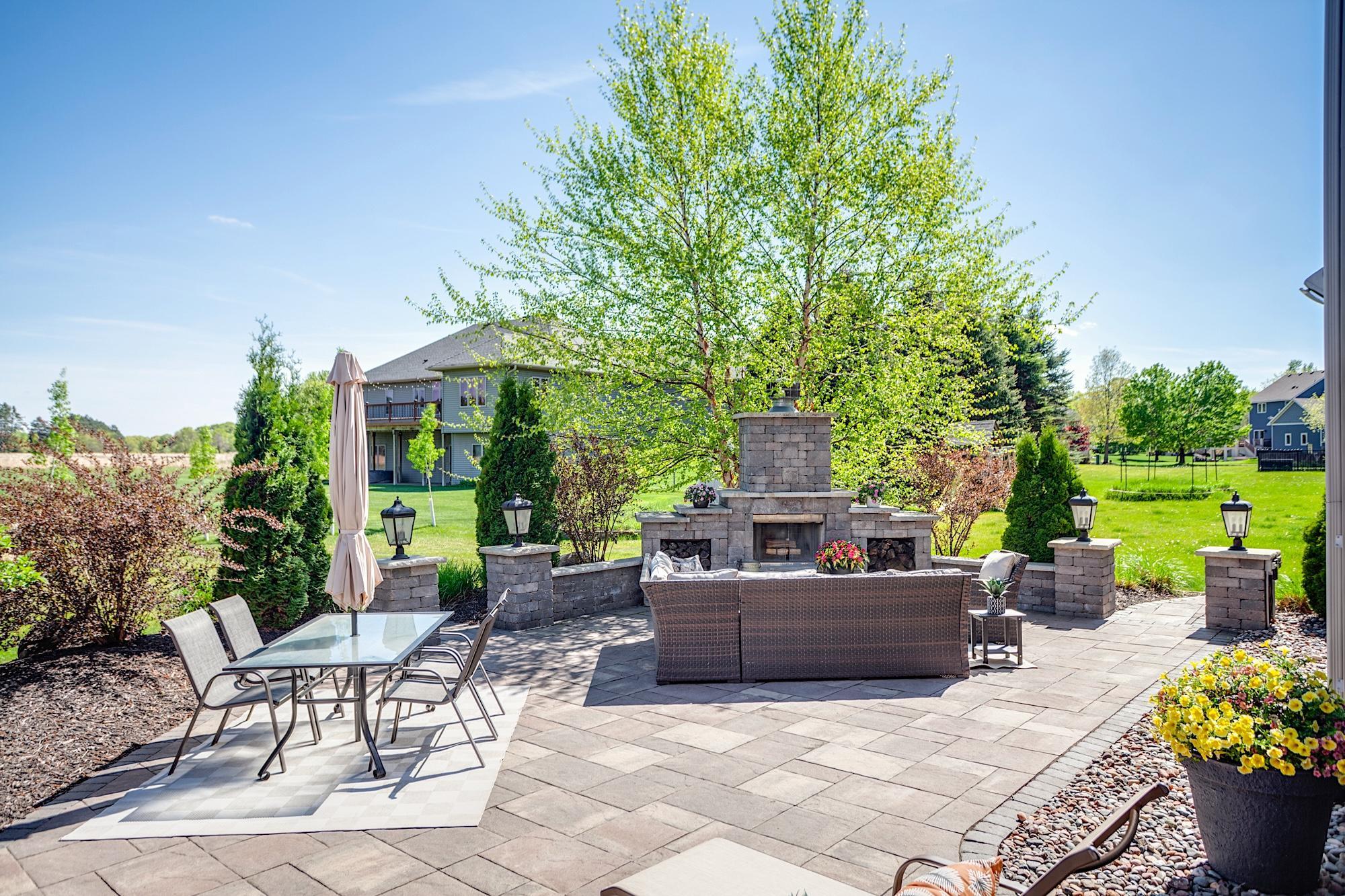 The patio offers sweeping prairie views that create the perfect backdrop for relaxing or entertaining