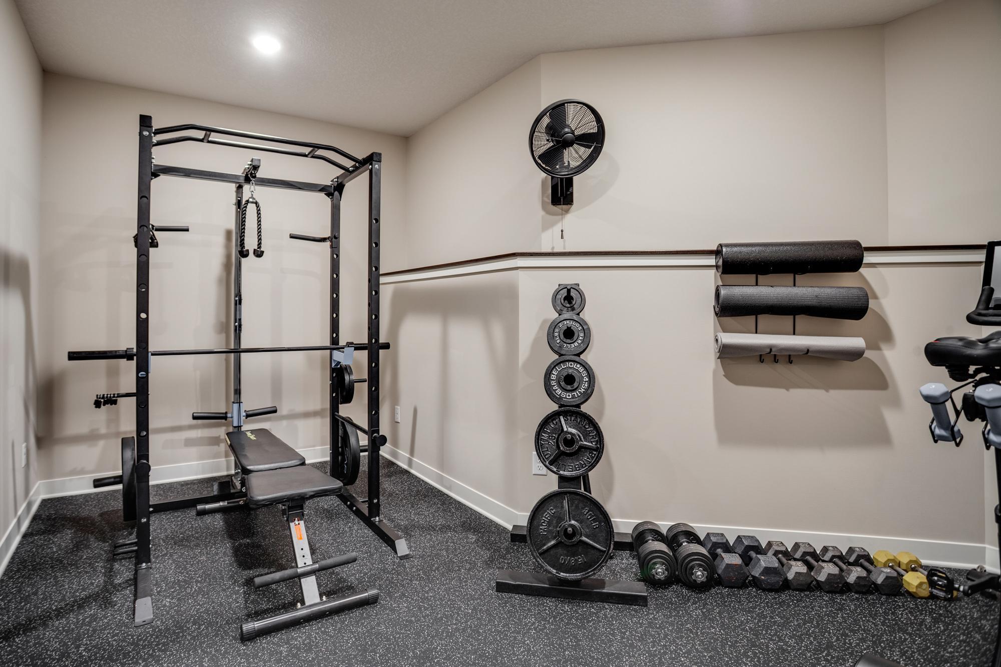 Lower-level exercise room, home gym or flex room