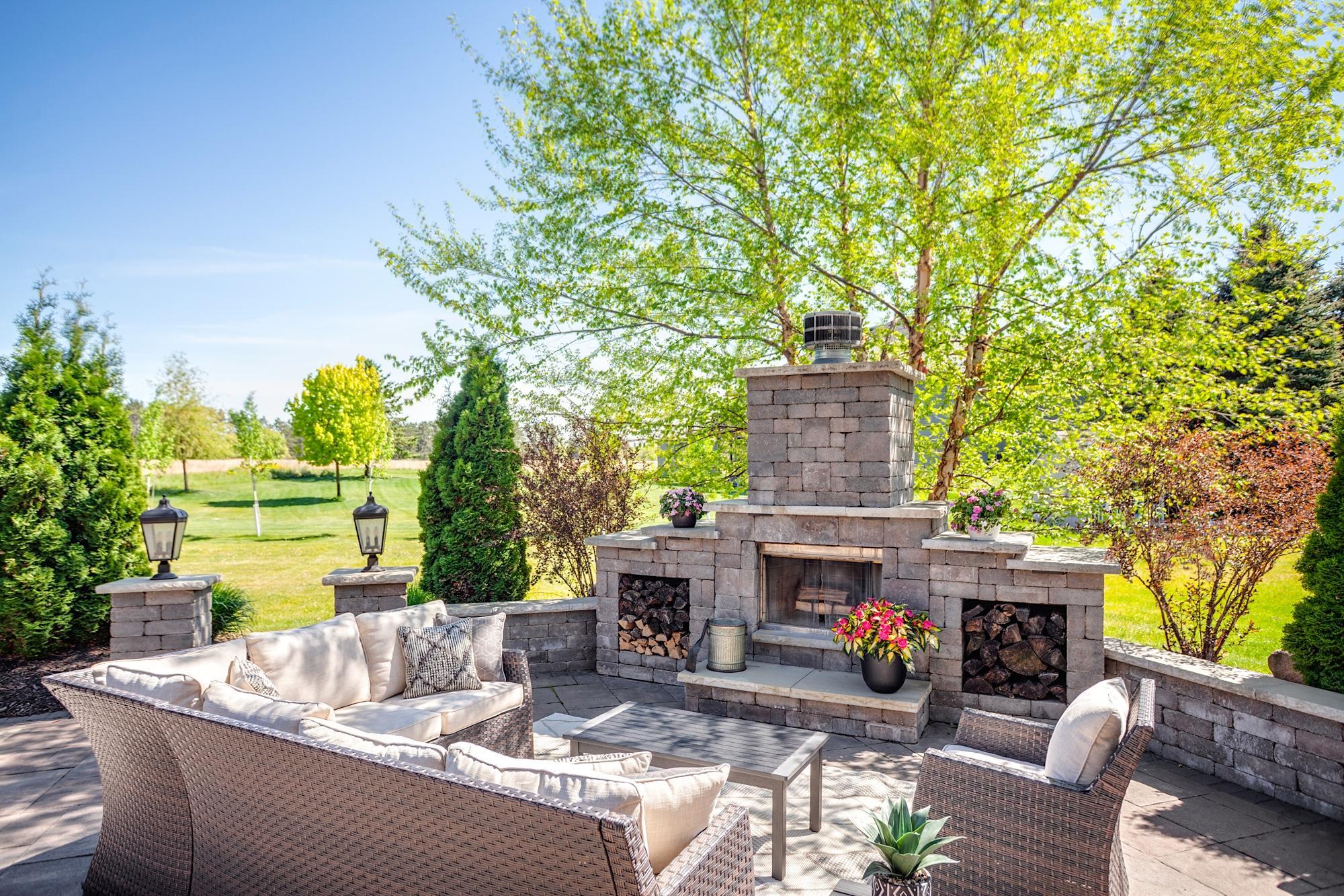 The patio offers sweeping prairie views that create the perfect backdrop for relaxing or entertaining