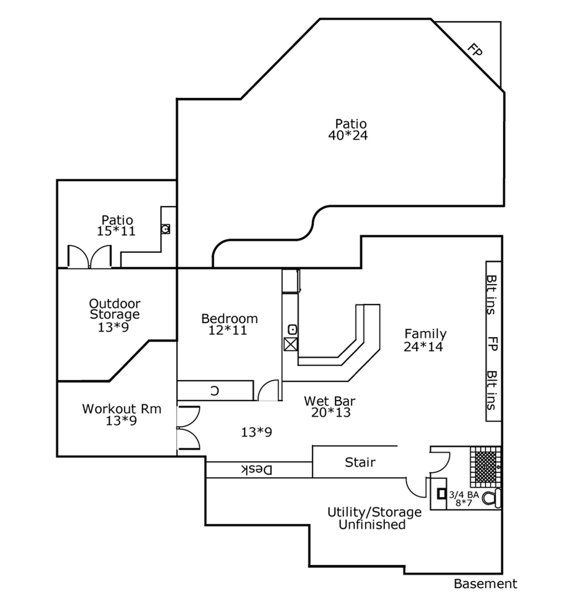 Lower-level floor plan