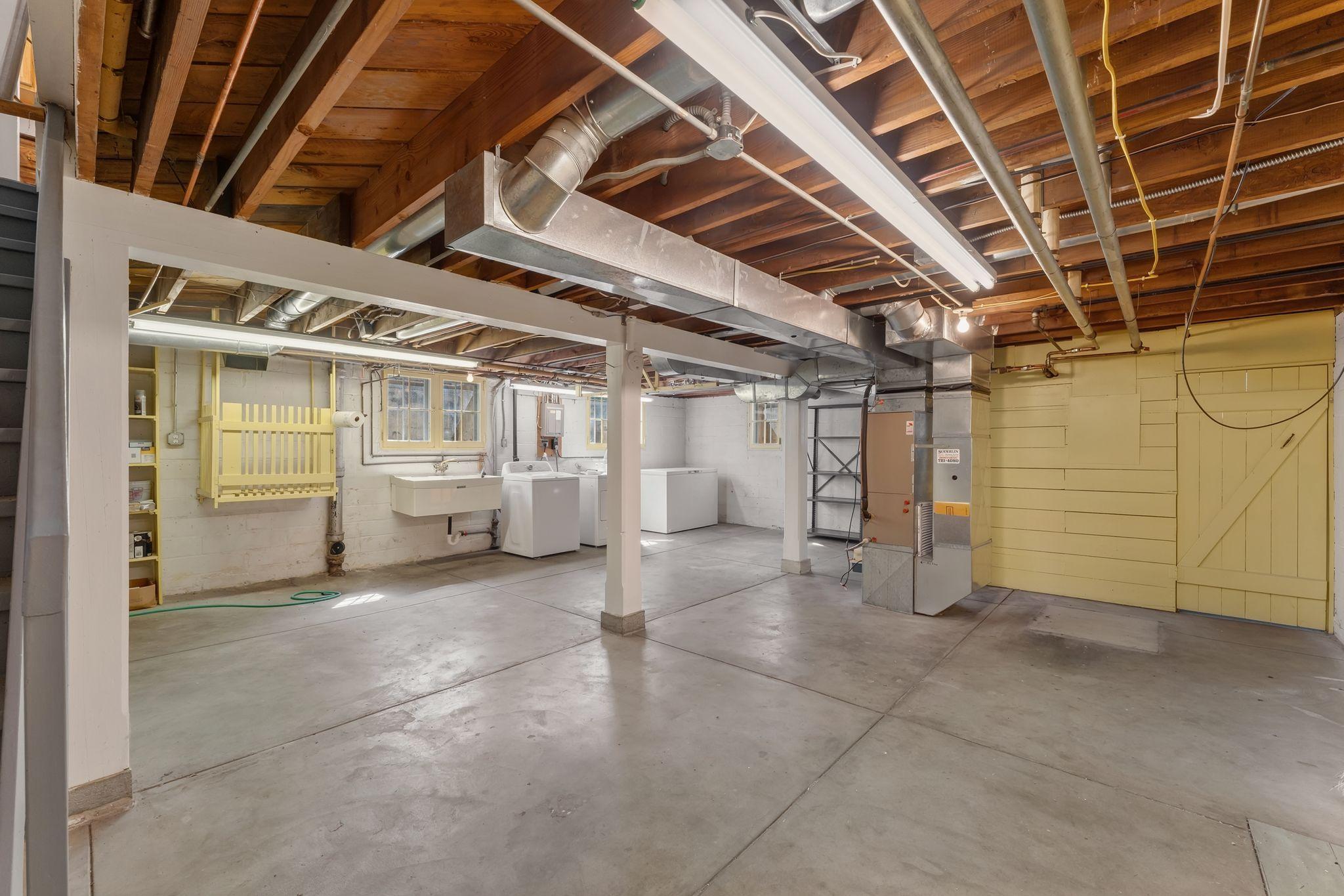 Unfinished Basement and Laundry. Potential to add living space.