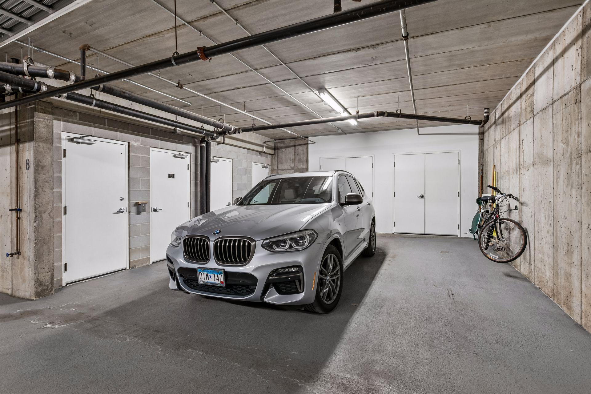2 of 3 parking spaces are in the heated garage