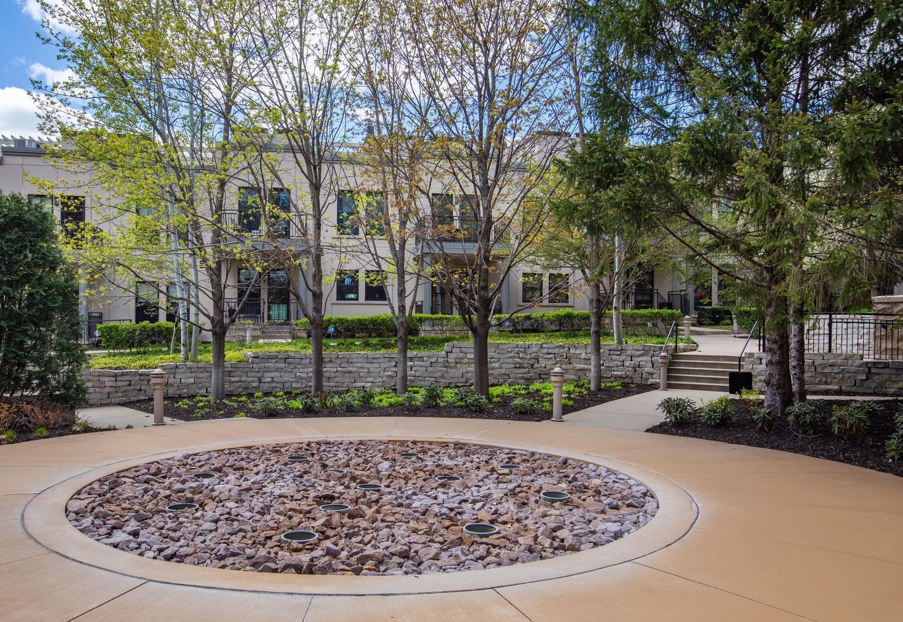 Fountain outside rear entry.