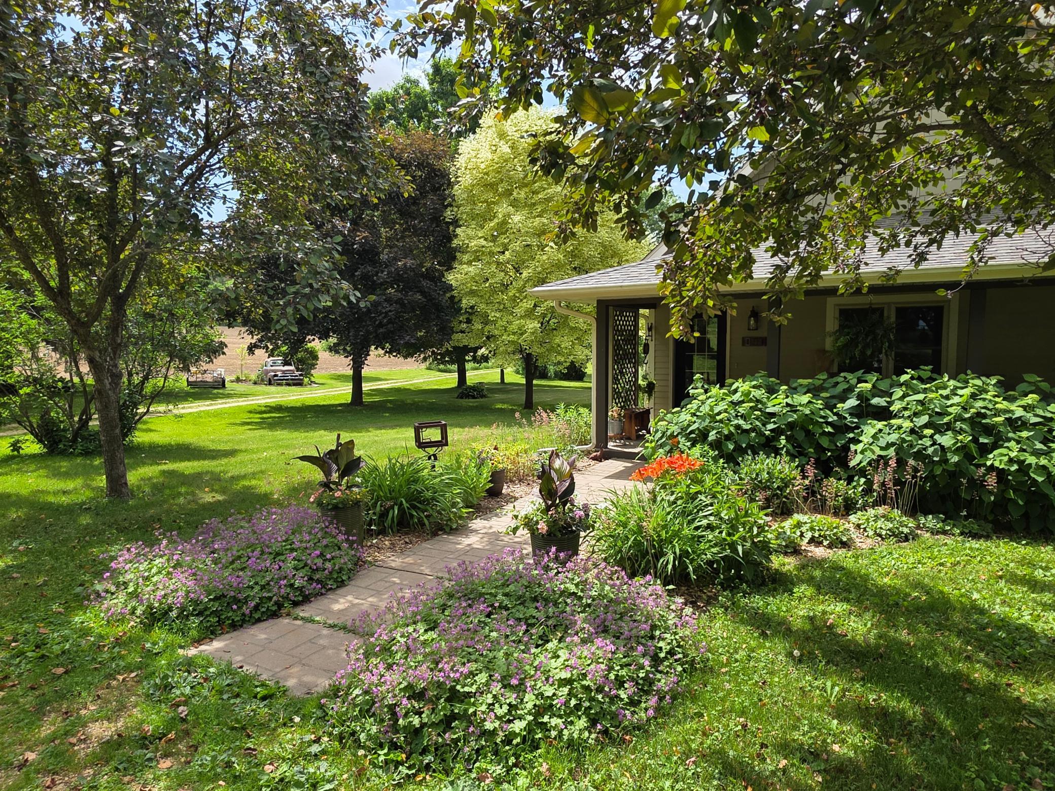 Many perennials blooming throughout the seasons.