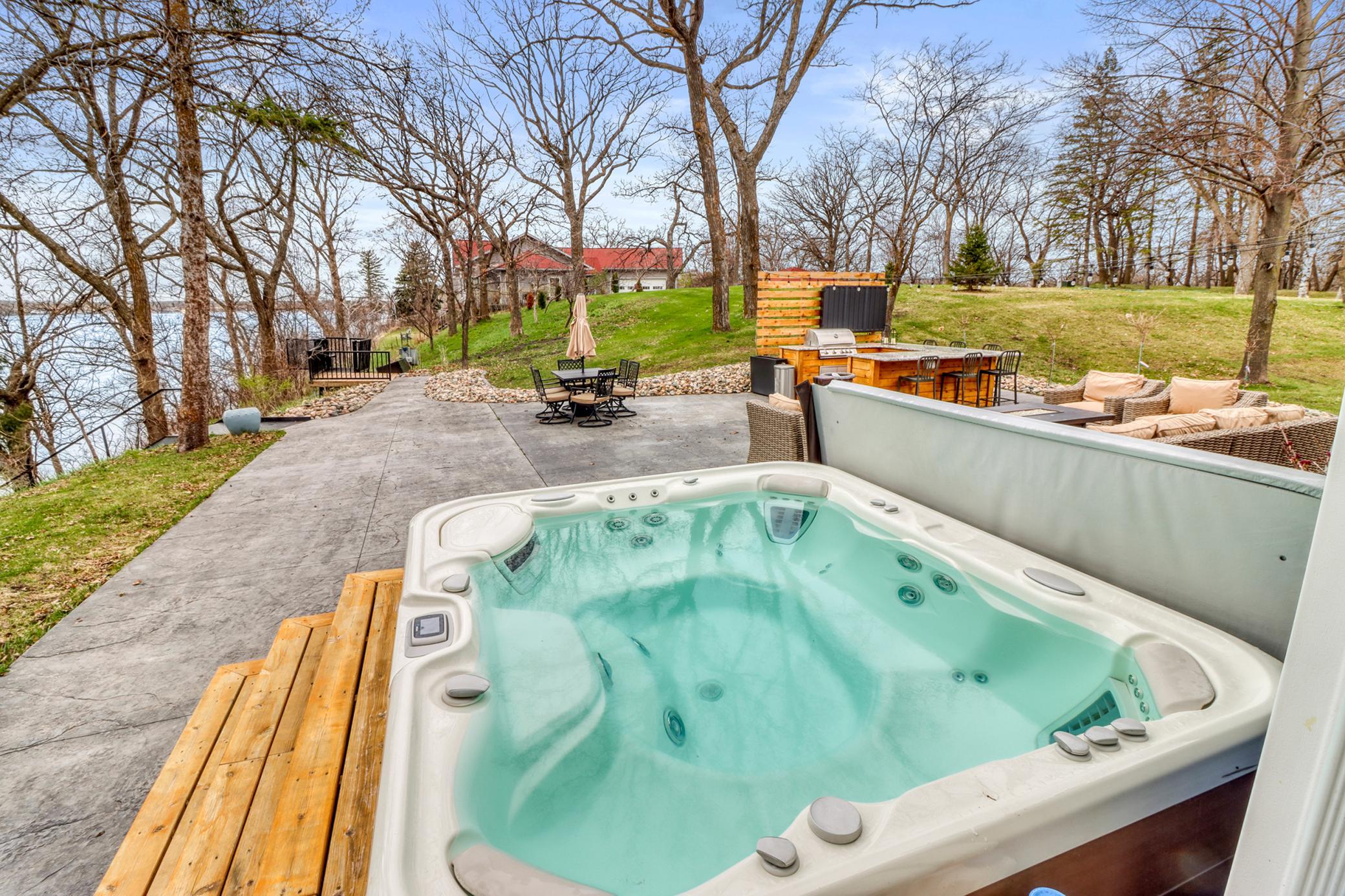 Hot tub built into the patio