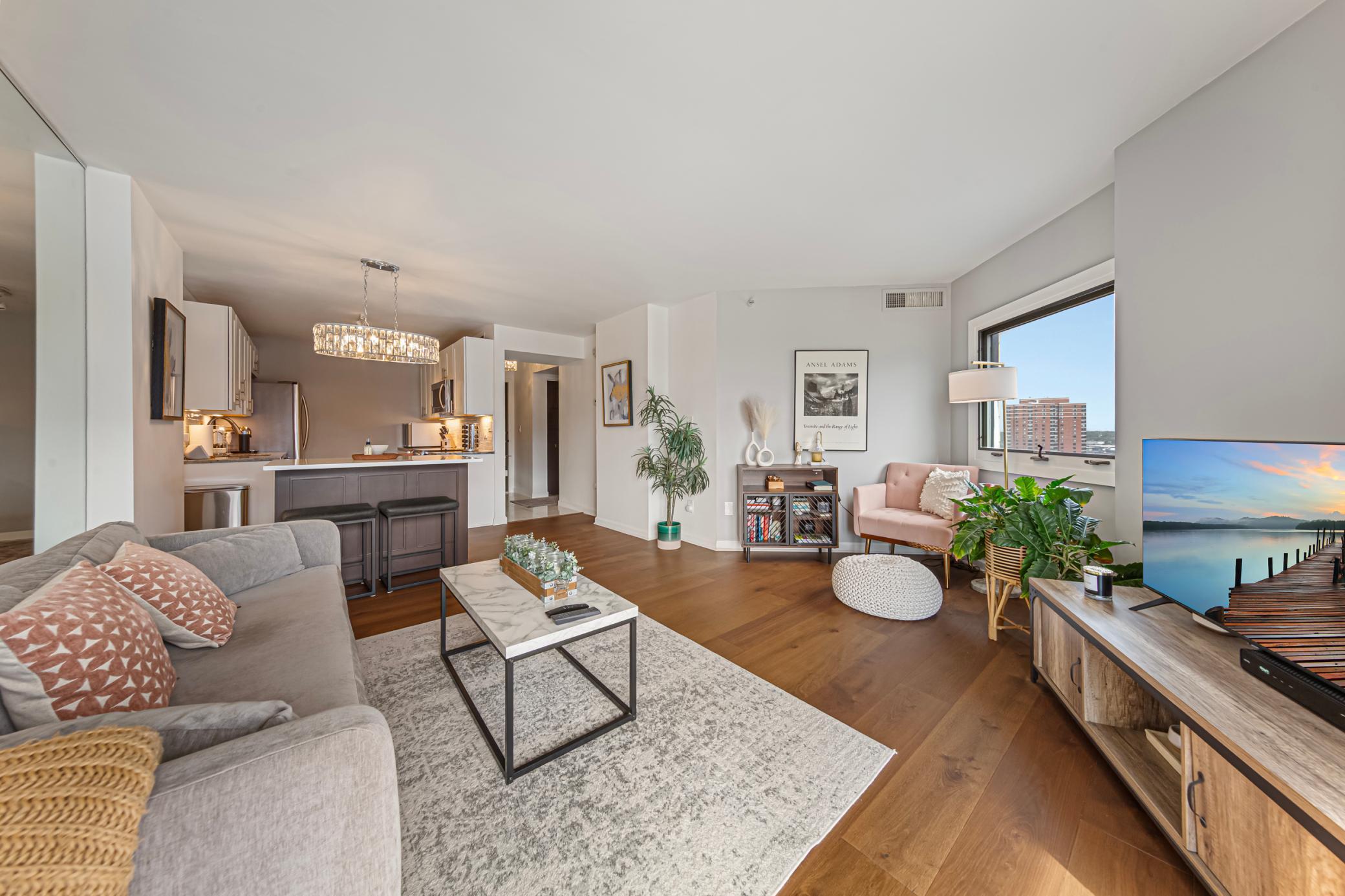 Open floorplan with custom island