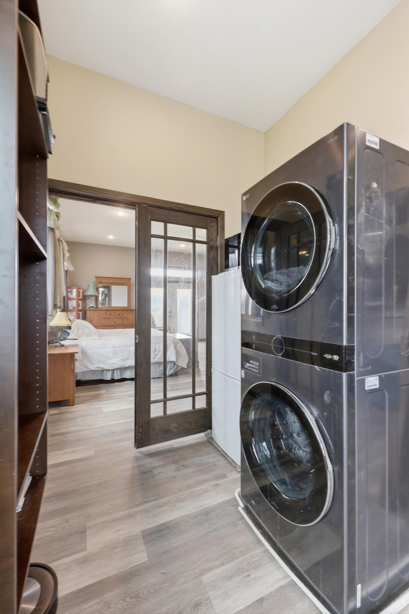 Primary Closet Washer/Dryer Set + Fridge