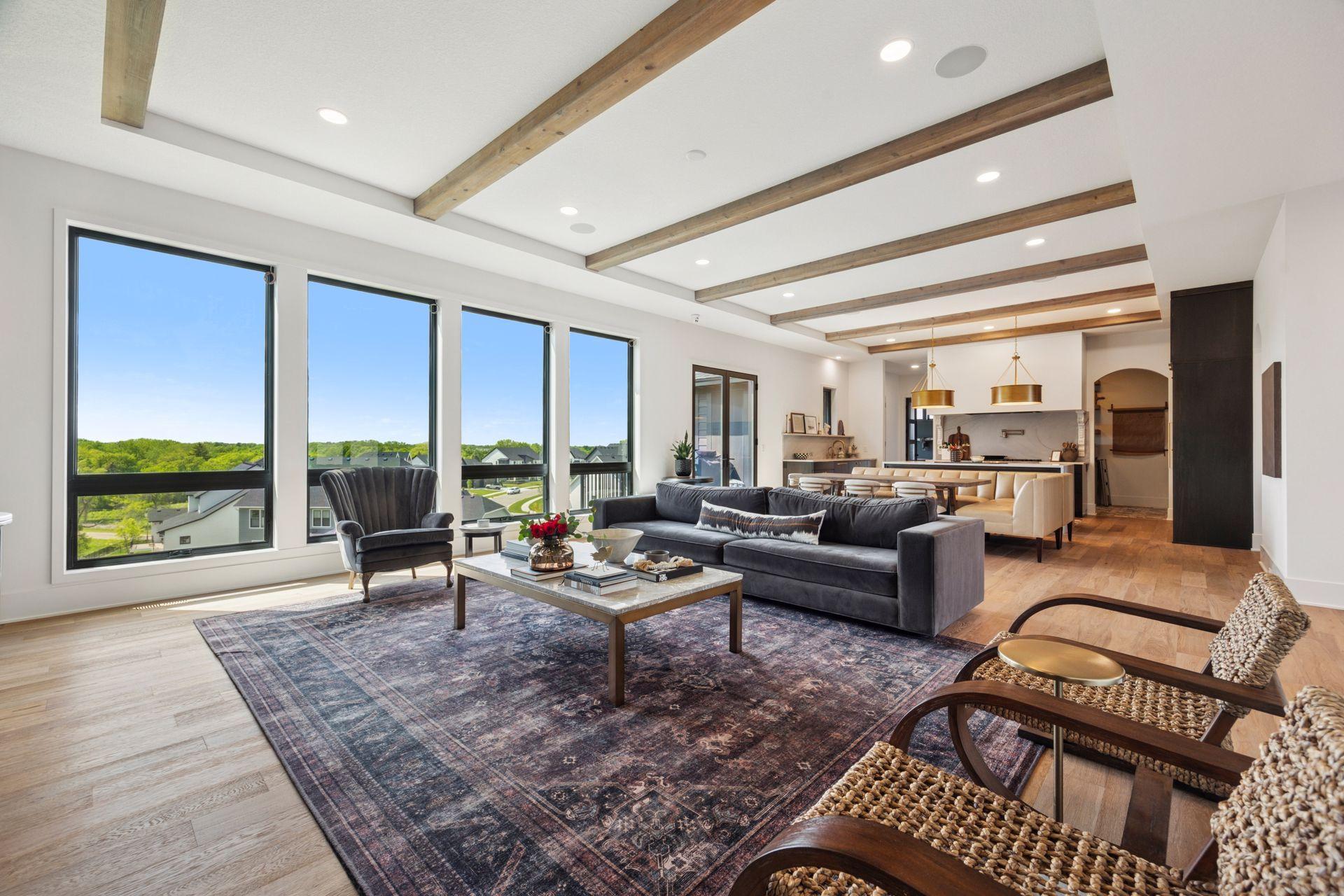 Living room, informal dining and kitchen
