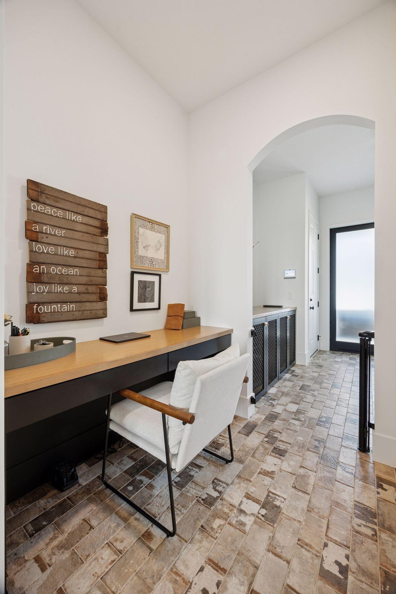 Mud room off garage and home information station