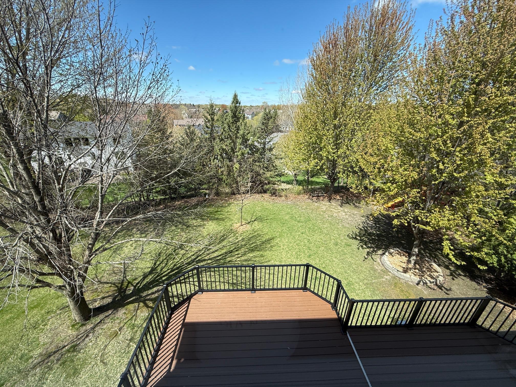View from upper level over the back yard