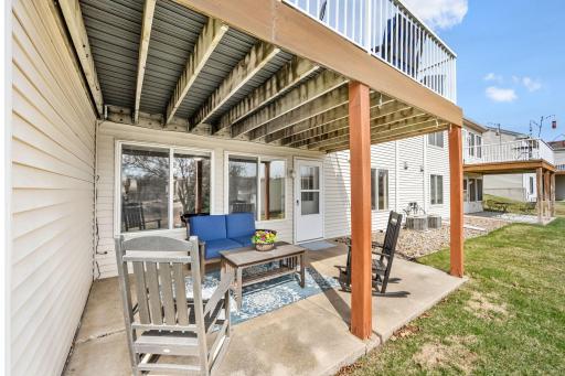 Step out from the lower level to private patio