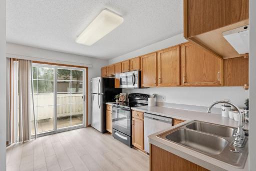Large kitchen with stainless steel appliances