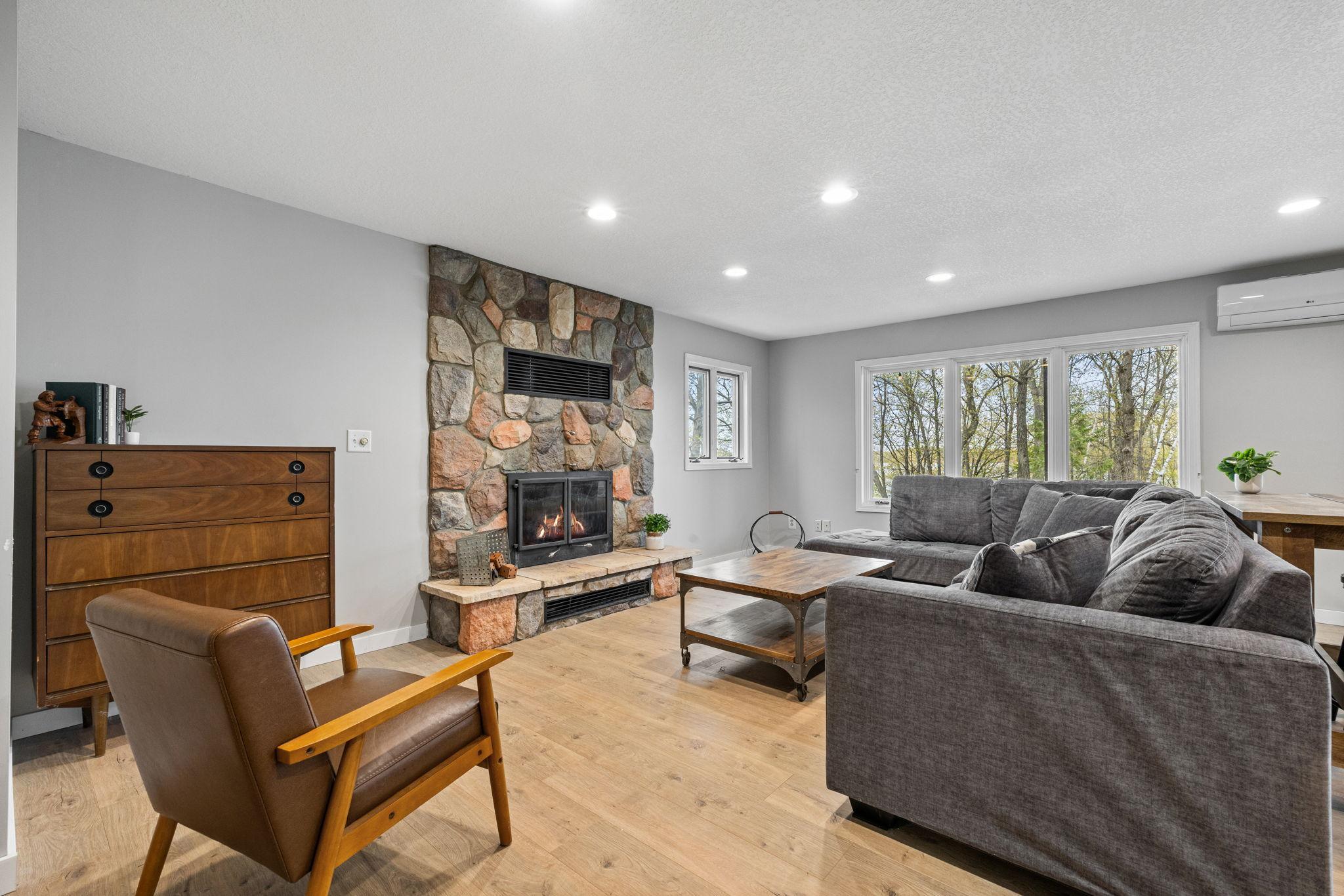 Real wood burning fireplace
