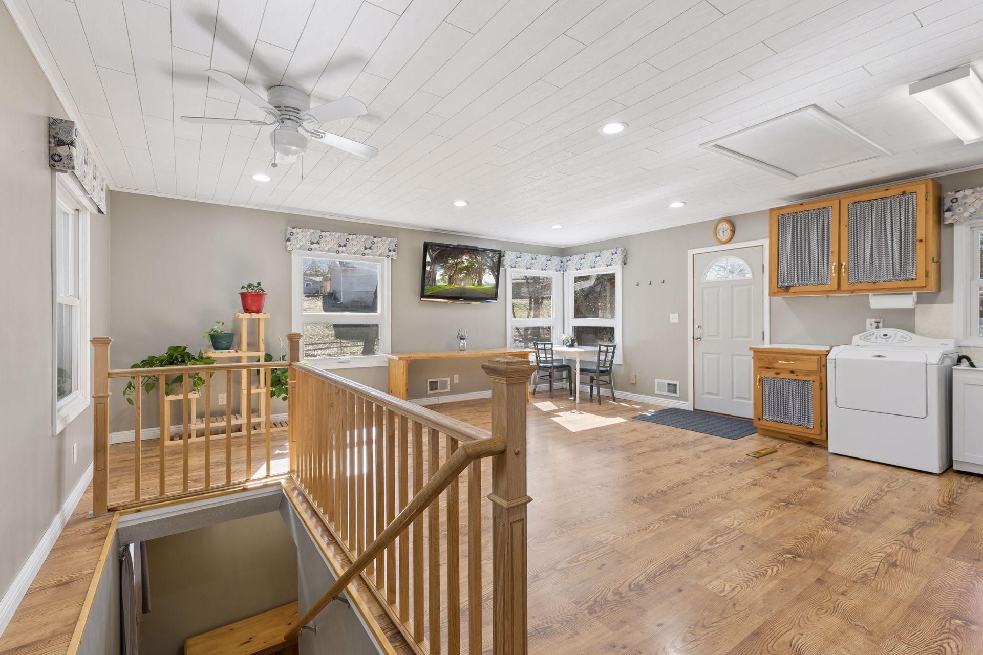 Off of the kitchen is another versatile room. It is south facing and sunny and bright.