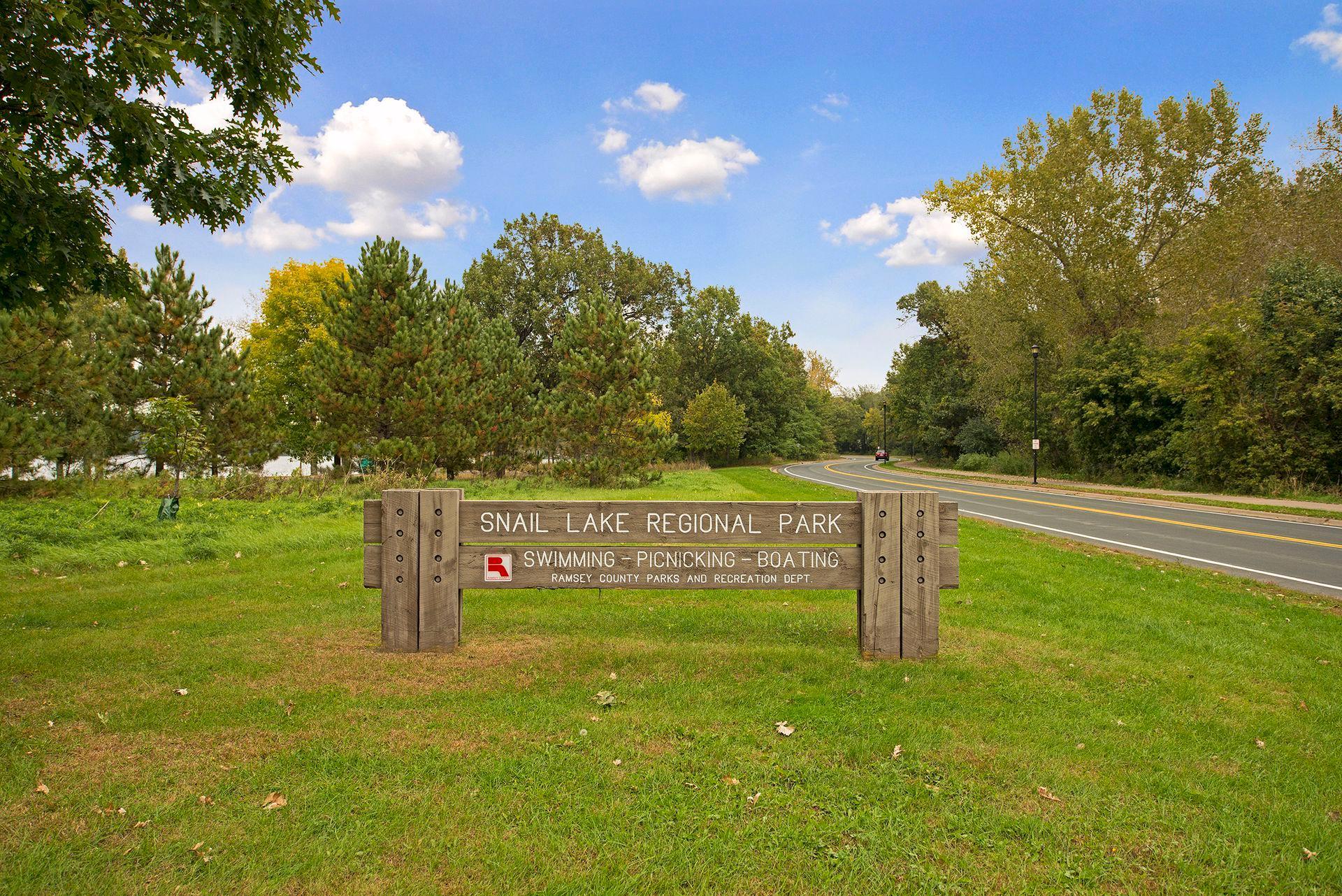 Snail Lake Park is also a few blocks away with a playground, miles of trails, and a beach.