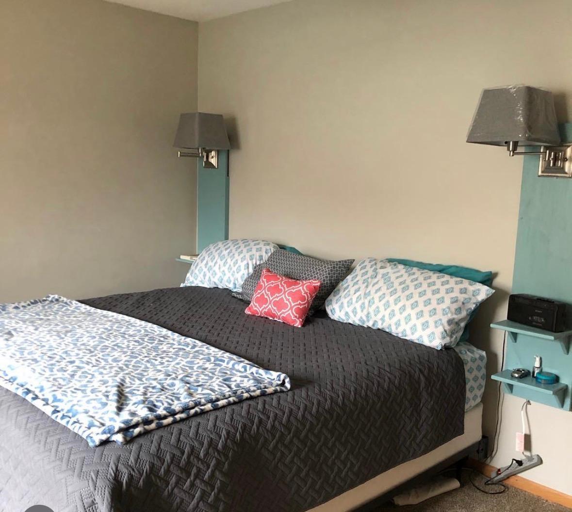 Primary bedroom accommodates king size bed