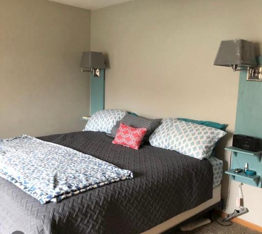 Primary bedroom accommodates king size bed