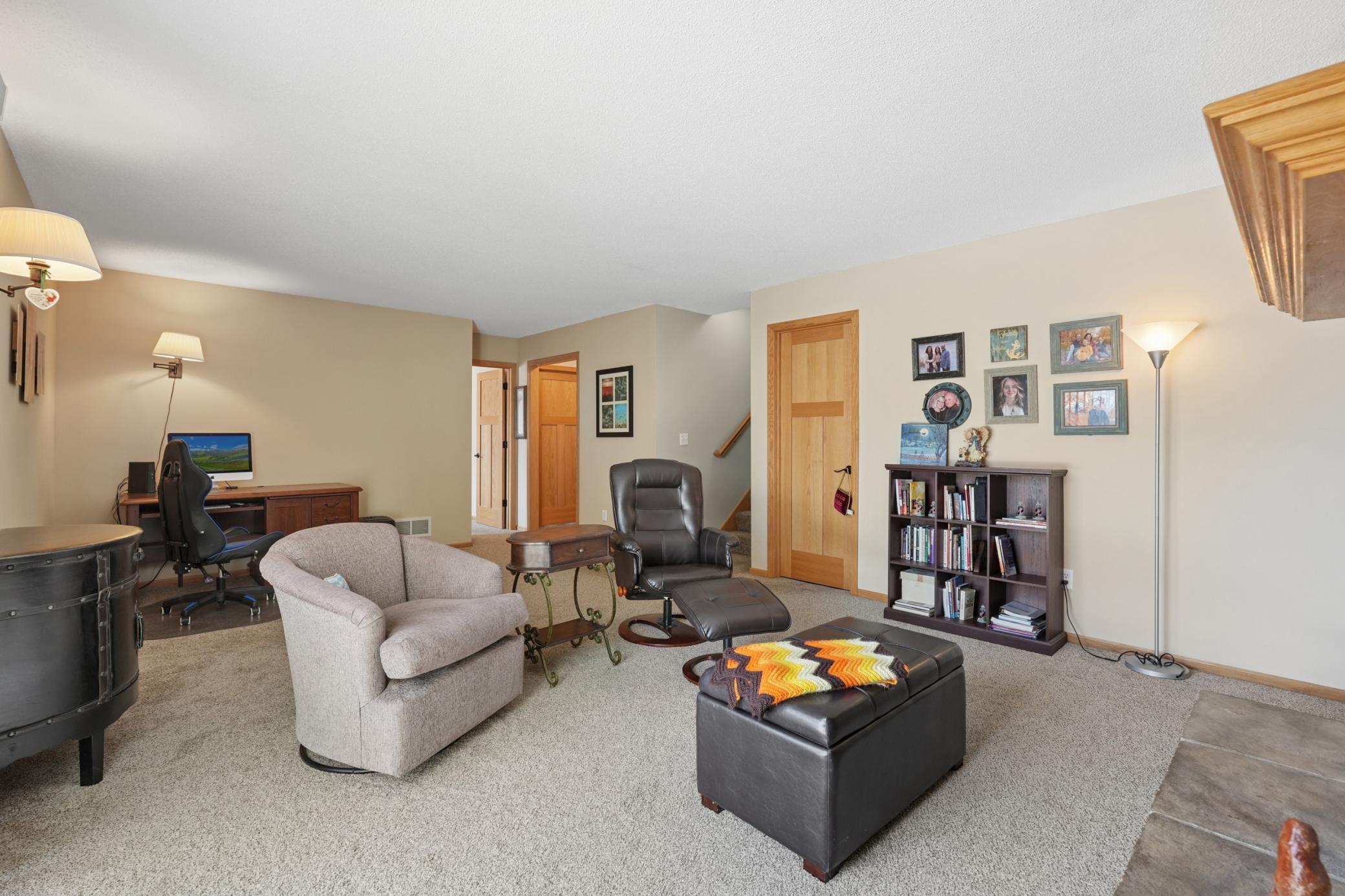 Various options for furniture placement. Door leads to crawl space under the foyer, kitchen and dining room. Allows for massive storage.