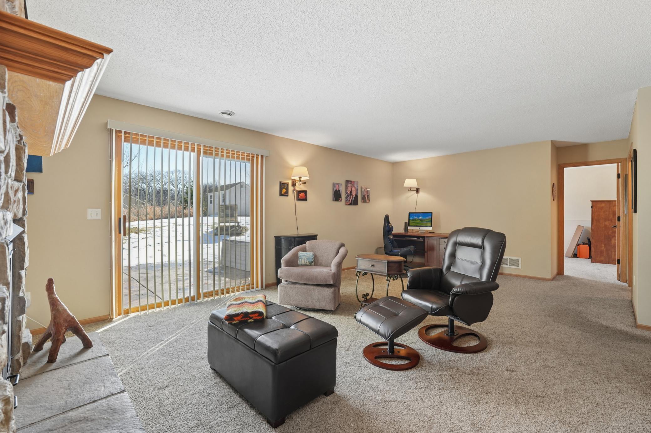 Another view of the walk-out to the second stamped concrete patio.