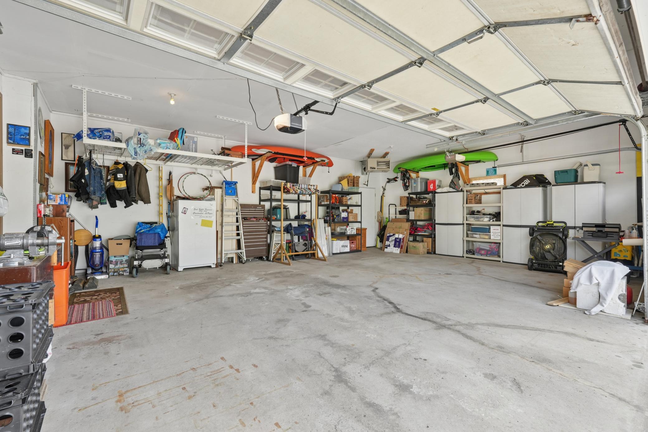 Three-stall garage. Heater is there but hasn't been used. Just needs to be hooked up.