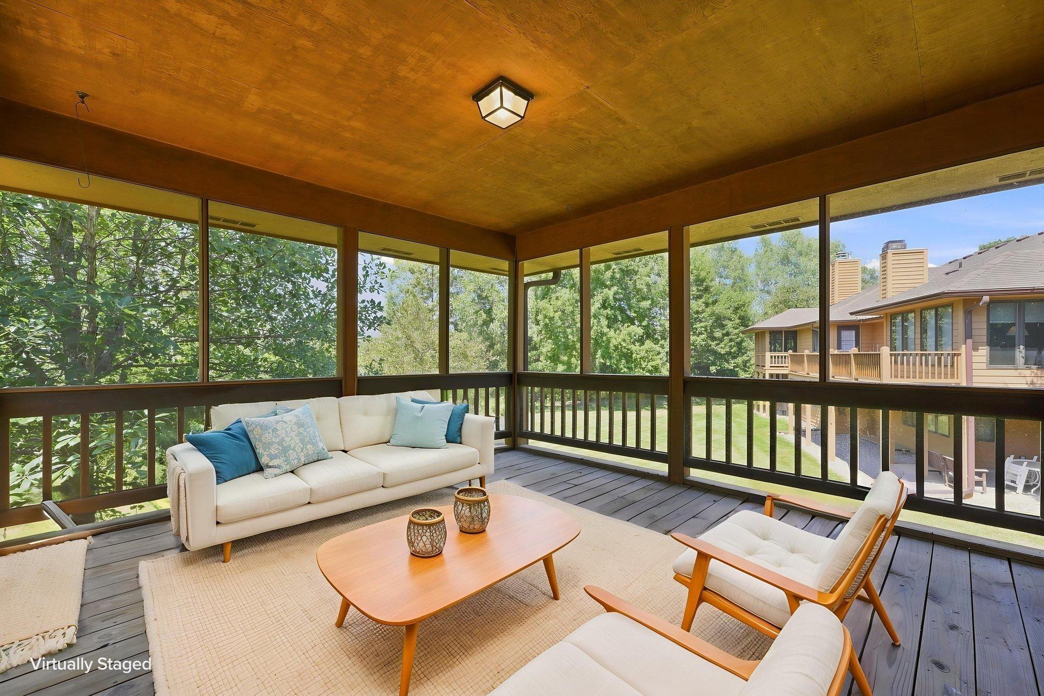 Screened In porch virtually staged