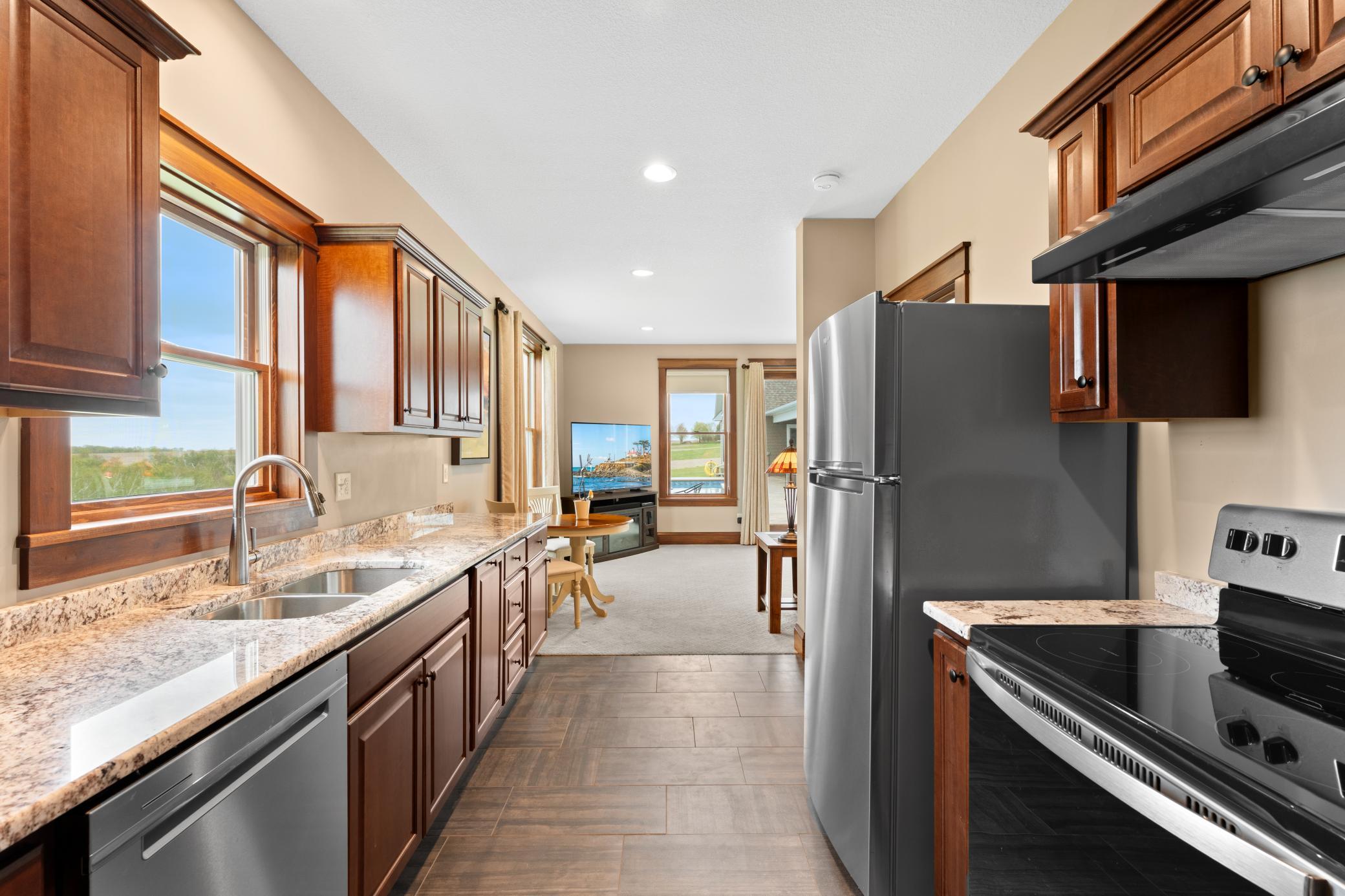 Kitchen with stainless steel appliances