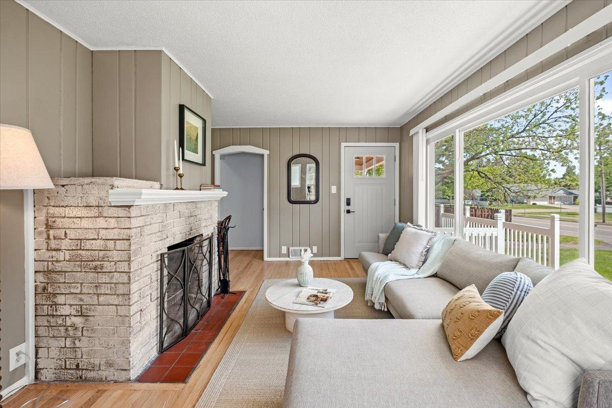 The large windows fill the space with an abundance of natural light.