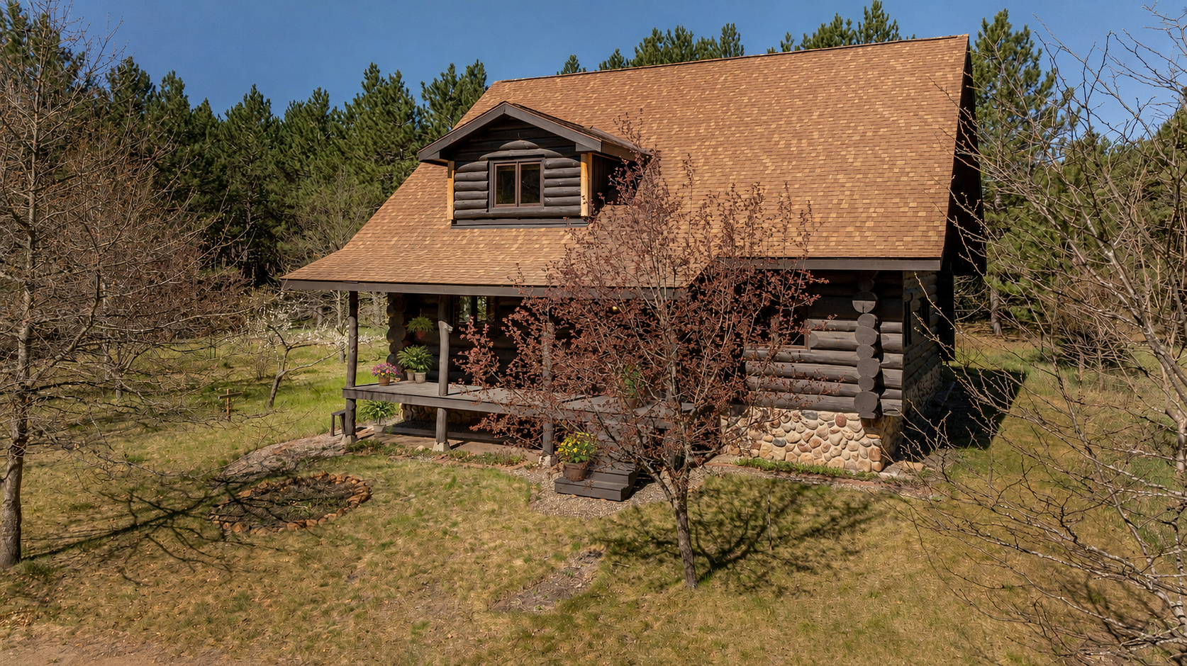 Log Home with 6x24 Covered Porch