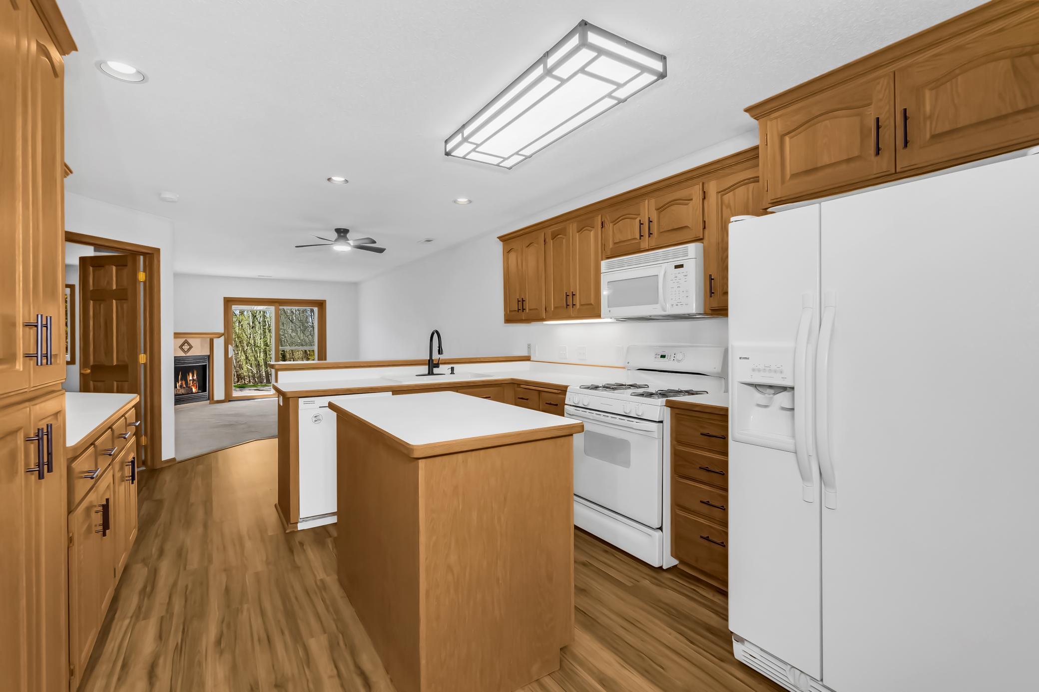 Lots of cabinet space and kitchen island