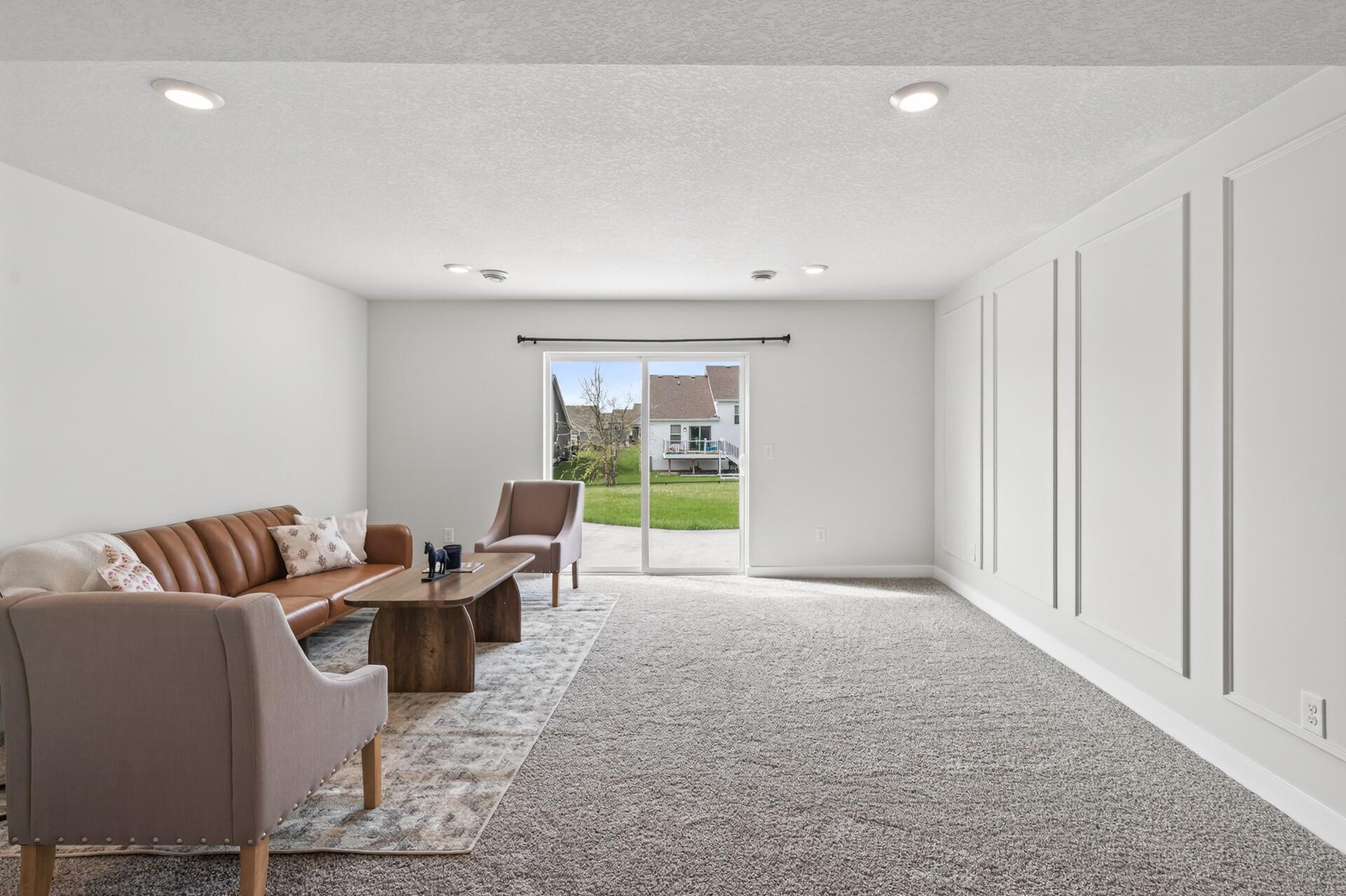 Light-filled lower level with walkout access and flexible living space.
