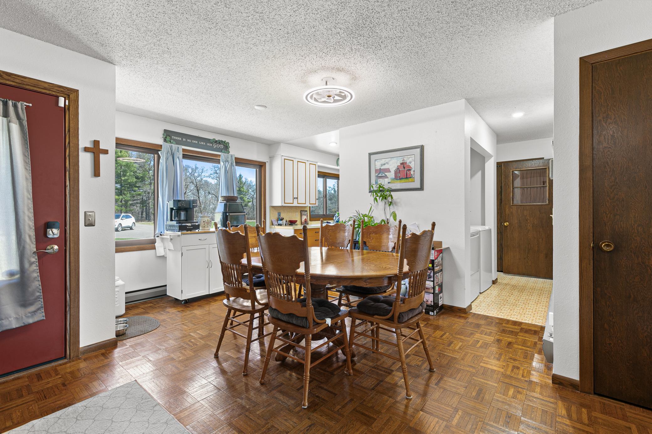 Hard wood floor in dining and living room area