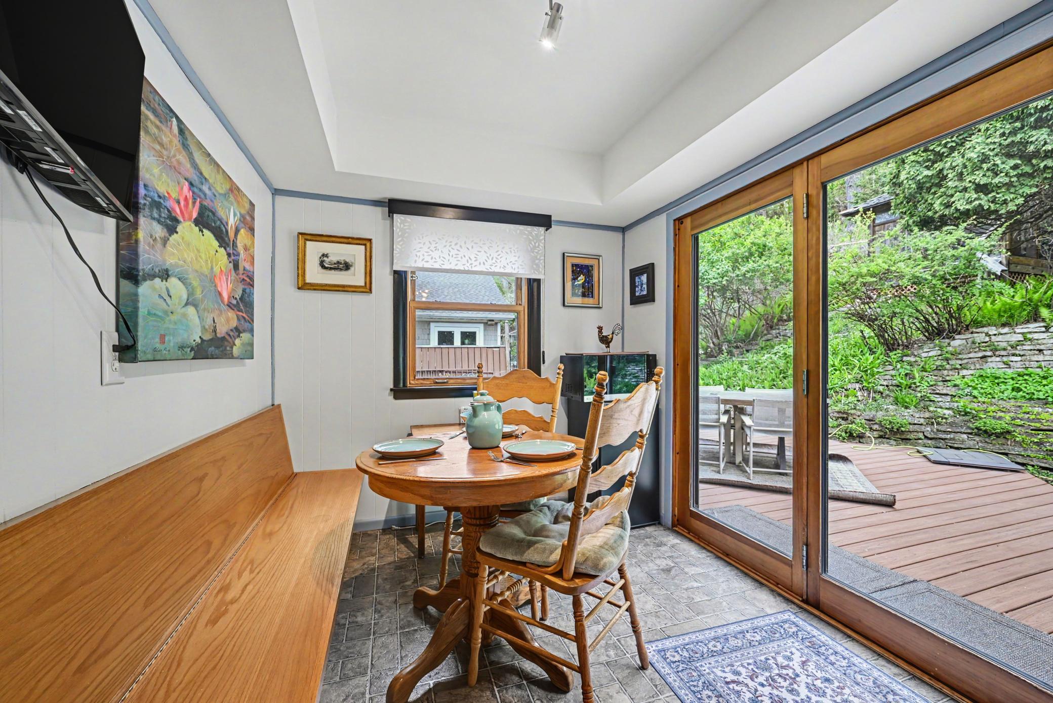 Eat in kitchen area w/ doors to back deck.