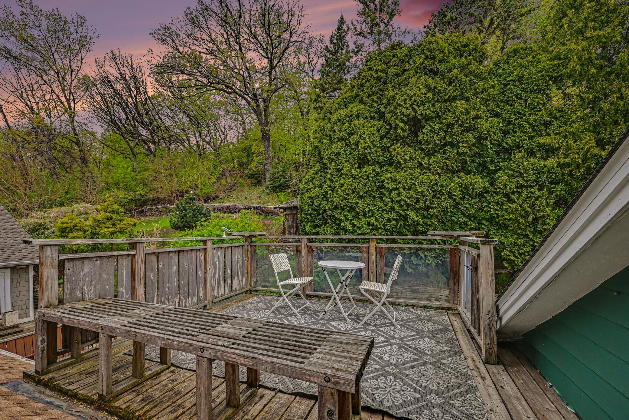 Upper deck overlooking private backyard.