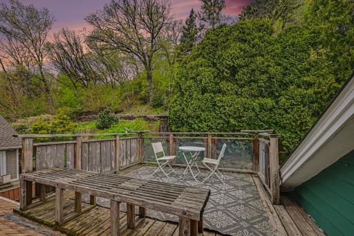 Upper deck overlooking private backyard.