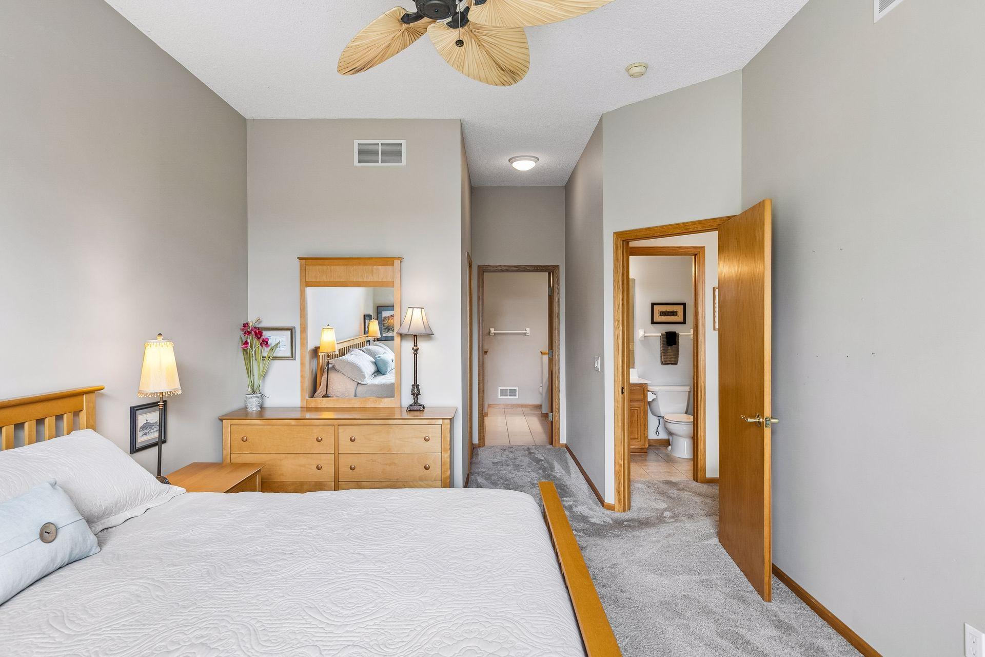 Primary bedroom with walk in closet