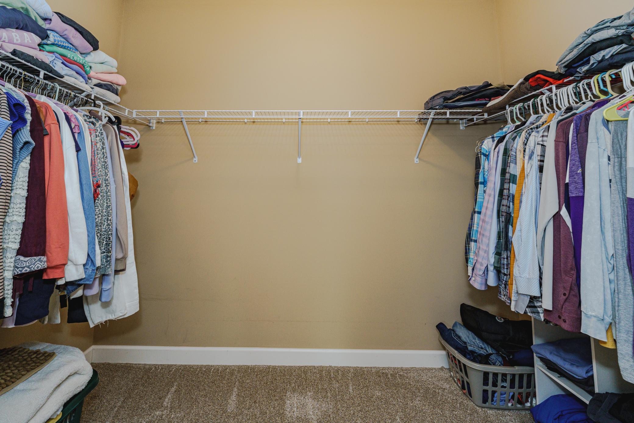 The walk-in closet adjoins the bath.