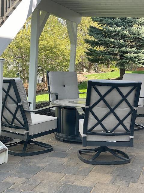 Patio offers room for extra patio furniture to sit back and relax
