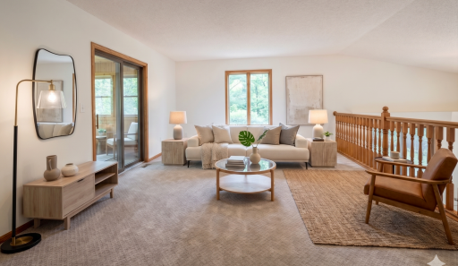 Upper level: living room (virtually staged)