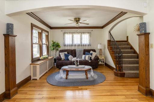 Flexible space ideal for a living room or formal dining area