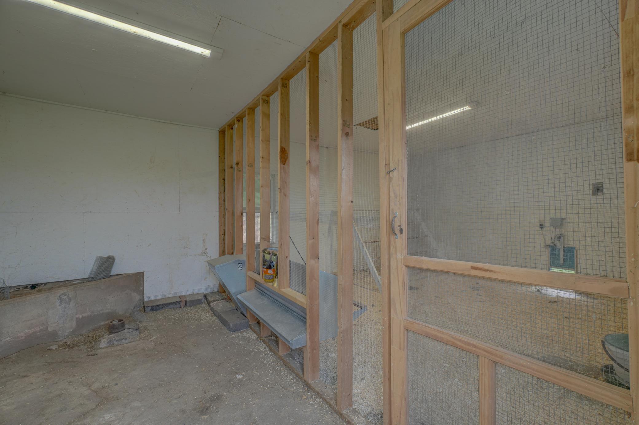 A deluxe chicken coop with automatic feeder and automatic door keeps your chickens warm and secured. 