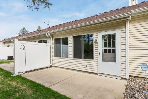 Private patio has views of beautiful landscaping