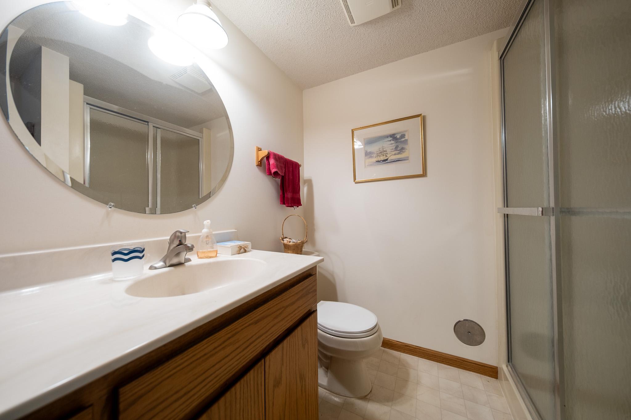 Bathroom on lower level for ease