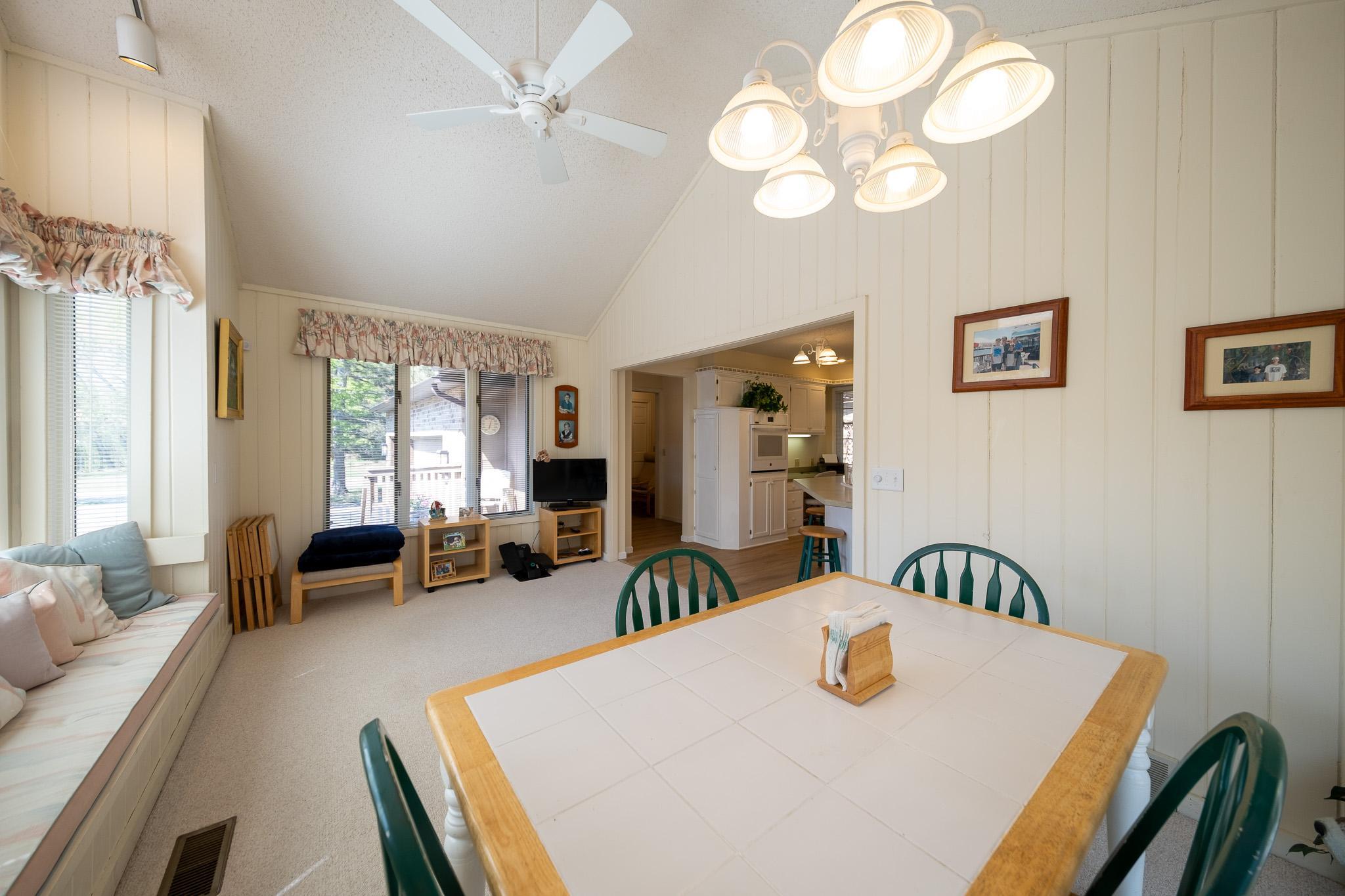 Great sunlight and exposure, plus a built in bench for seating and guests
