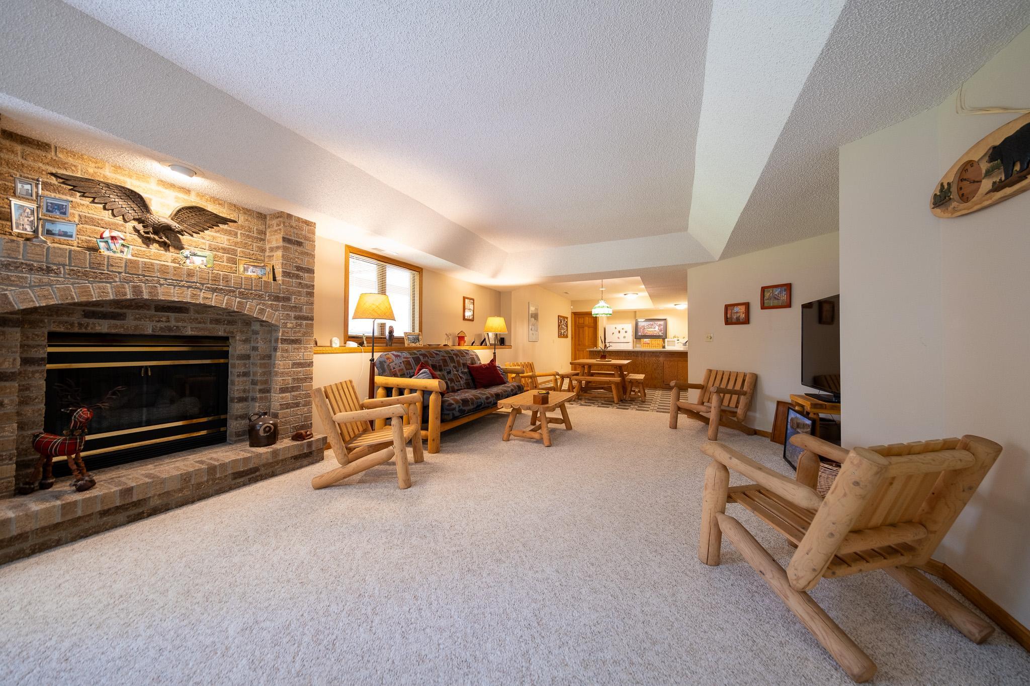 Gas fireplace with brickwork surround