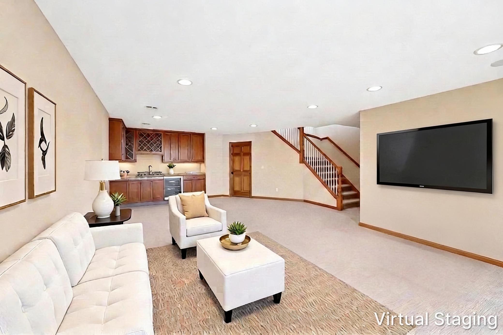 Virtually staged lower level